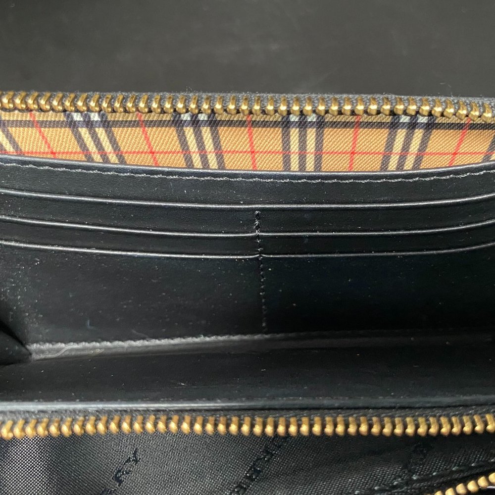 Burberry Zip Around Mini Vintage Check Wallet Antique Yellow Leather - Picture 7 of 12